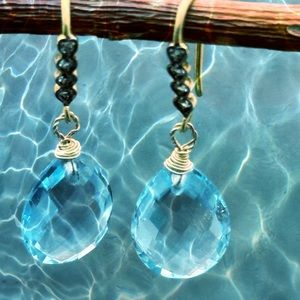 Handmade Swiss blue Topaz earrings Matana jewelry